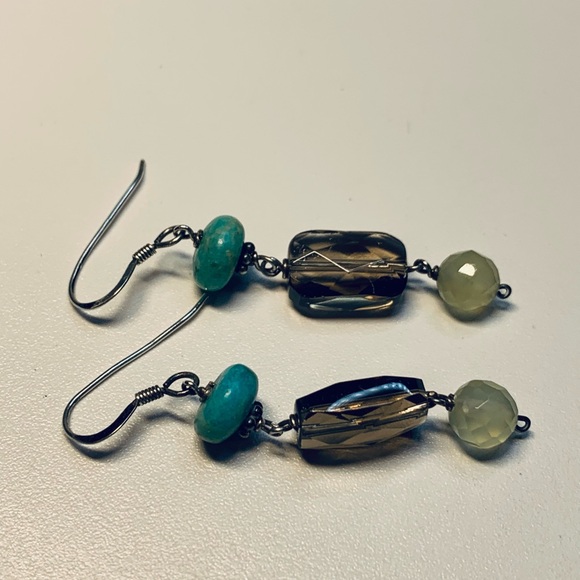 Silpada RARE HTF Sterling Turquoise, Peridot & Smoky Quartz Dangle Earrings - Picture 13 of 15